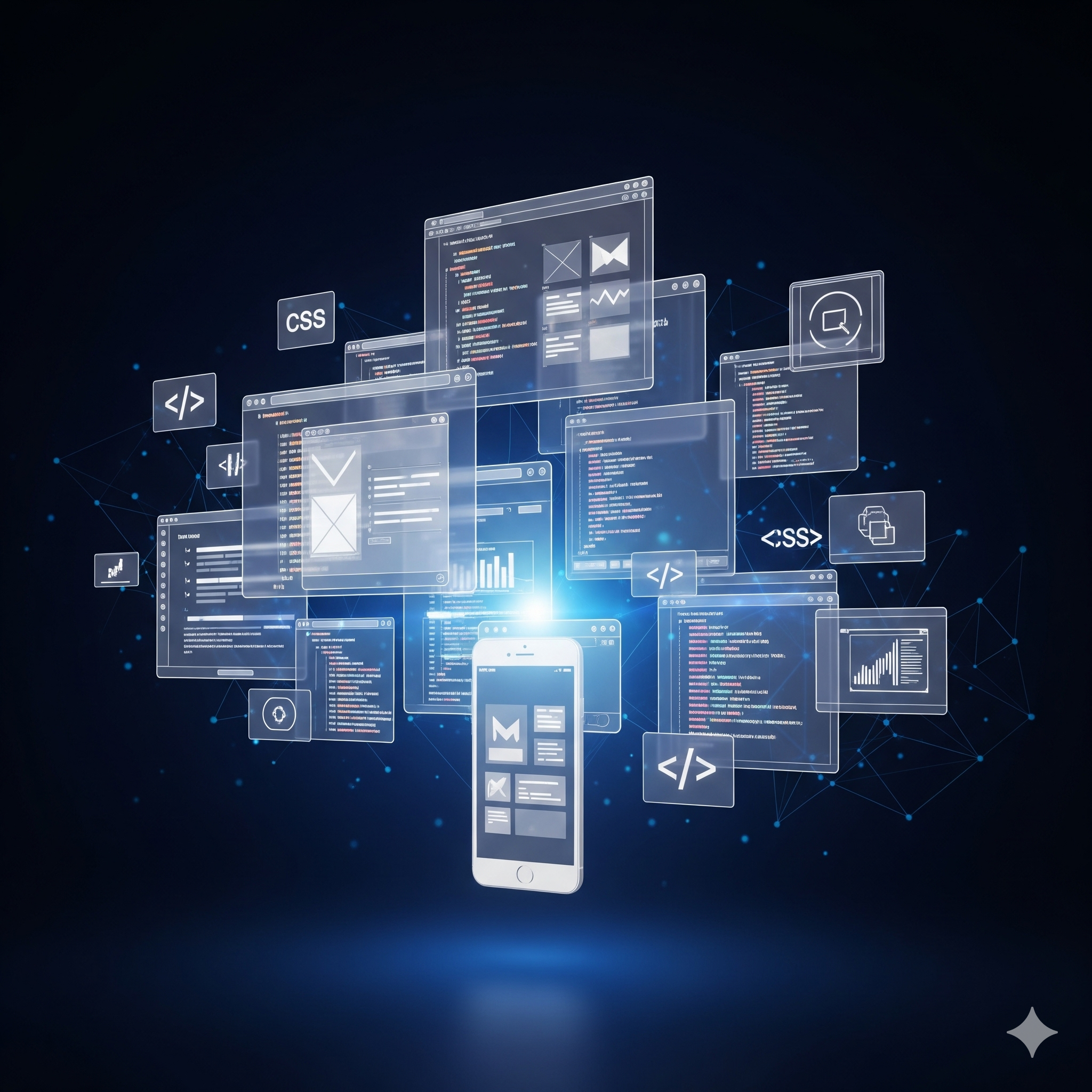 Ilustración de soluciones web y móviles